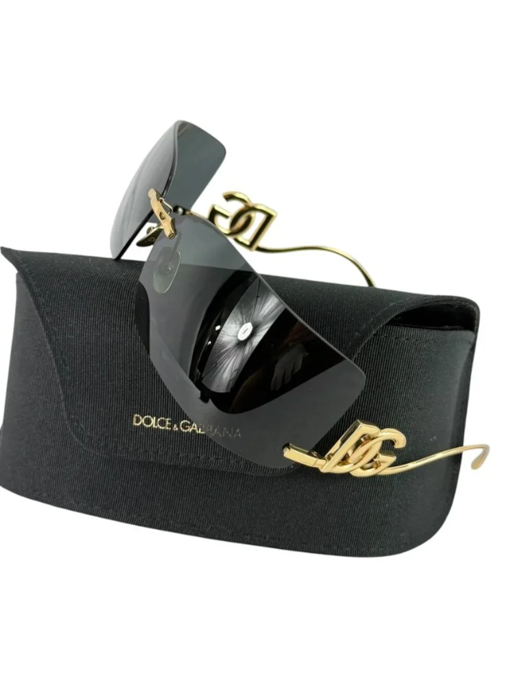 DOLCE & GABBANA DG2319 Gold Frame Black Sunglasses Made in Italy